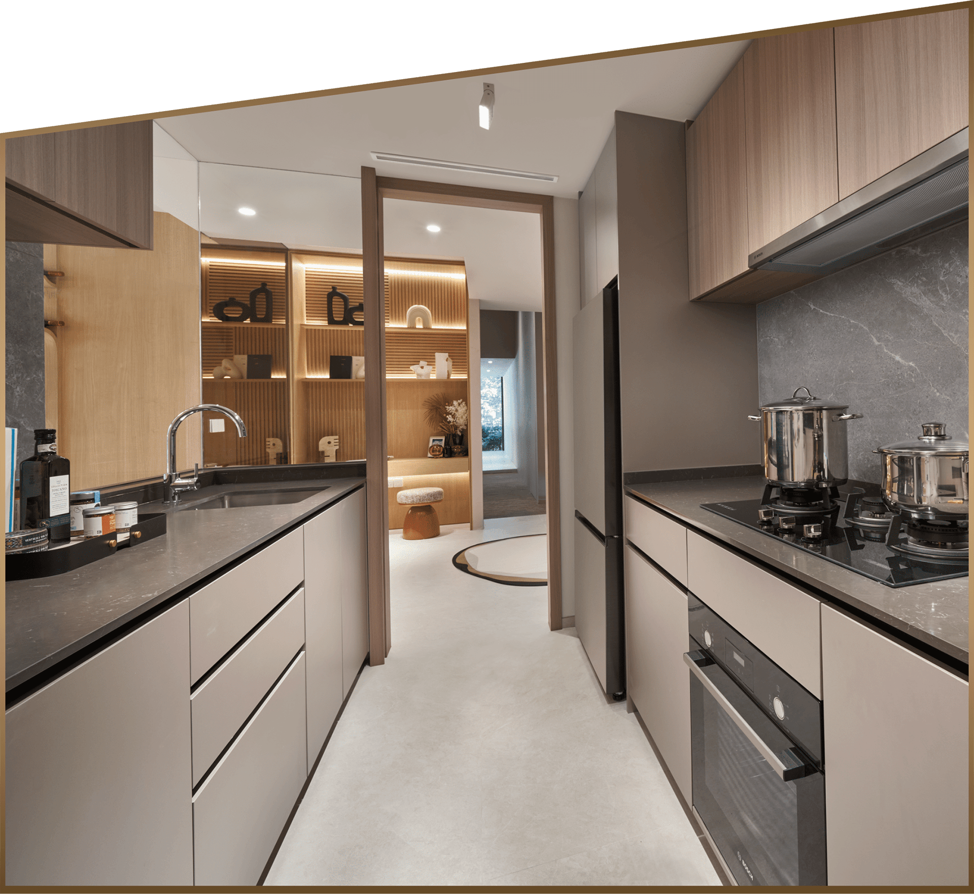 Refined kitchen interior at Lucerne Grand with sleek cabinetry and integrated appliances