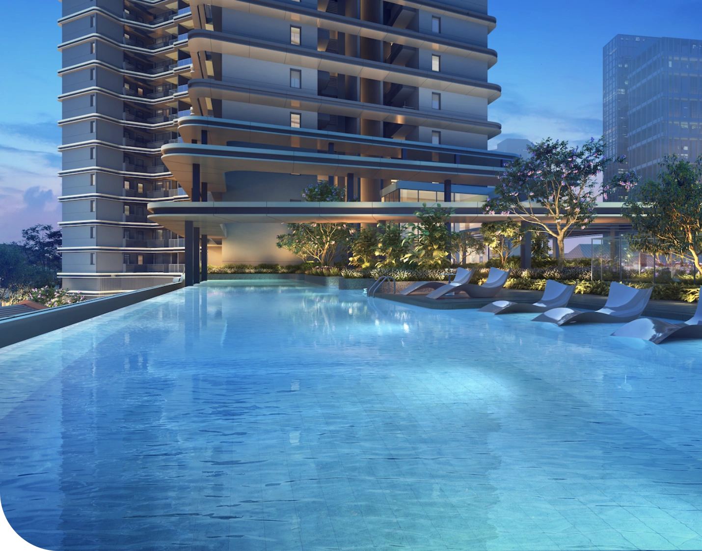 Exclusive lap pool at Union Square Residences designed for fitness and wellness