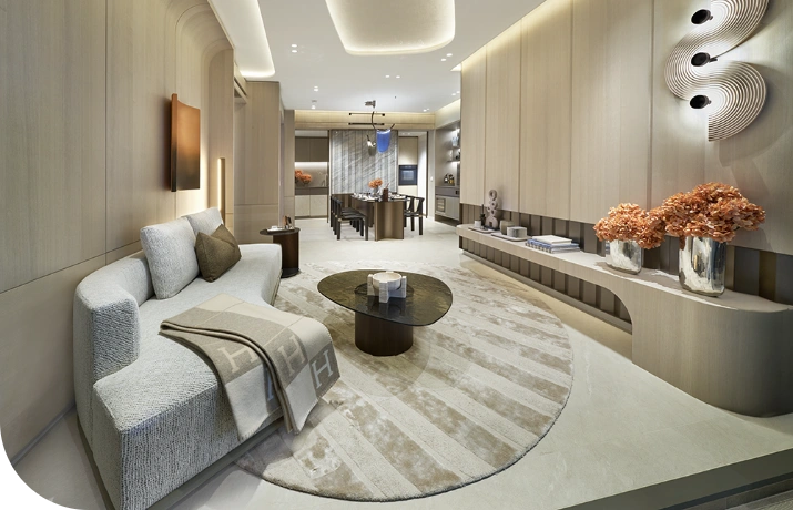 Step inside a well-designed living room with modern furnishings