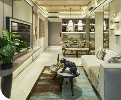 Modern living and dining area at Union Square Residences with stylish decor and open layout